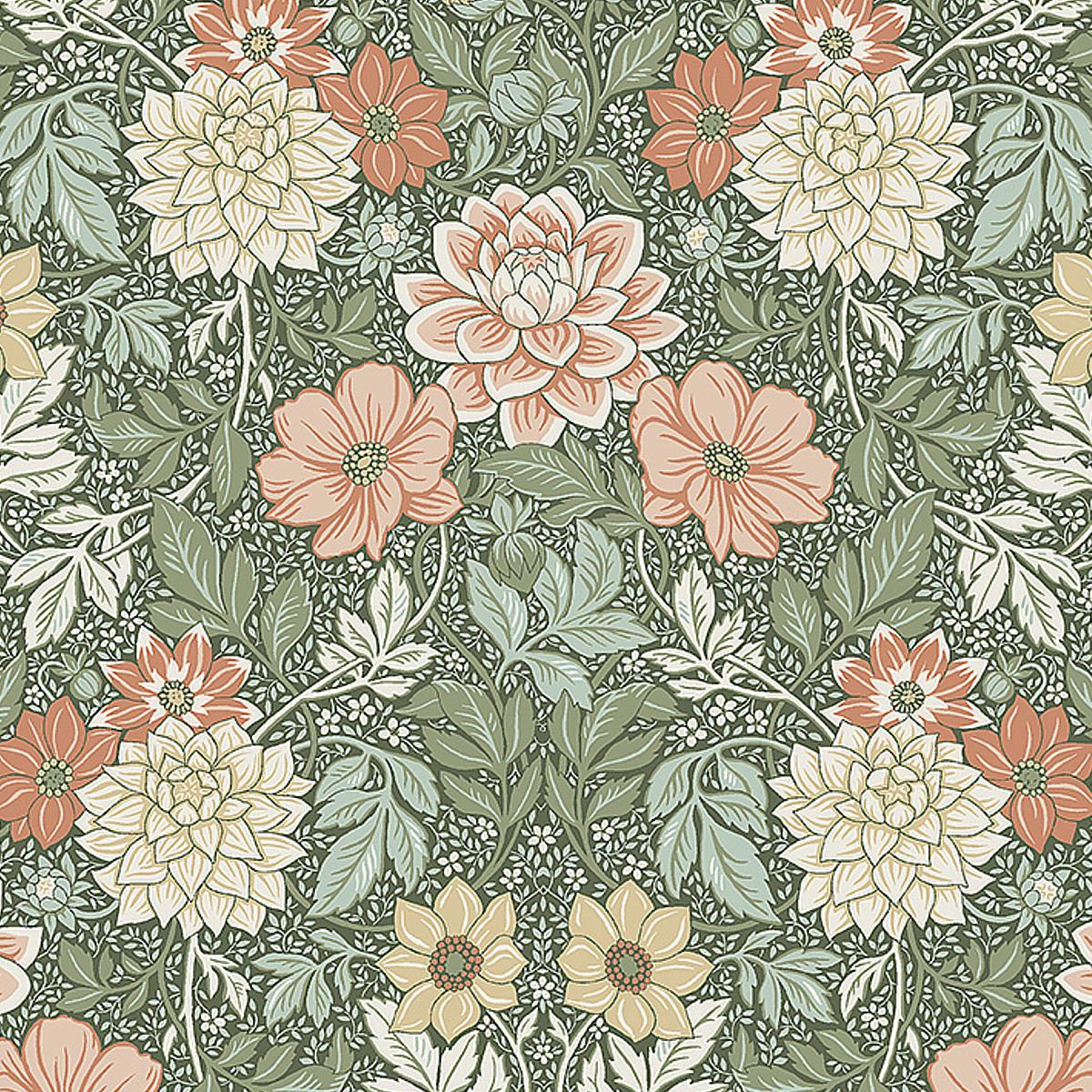 Dahlia Garden - Green Wallpapers | Schumacher