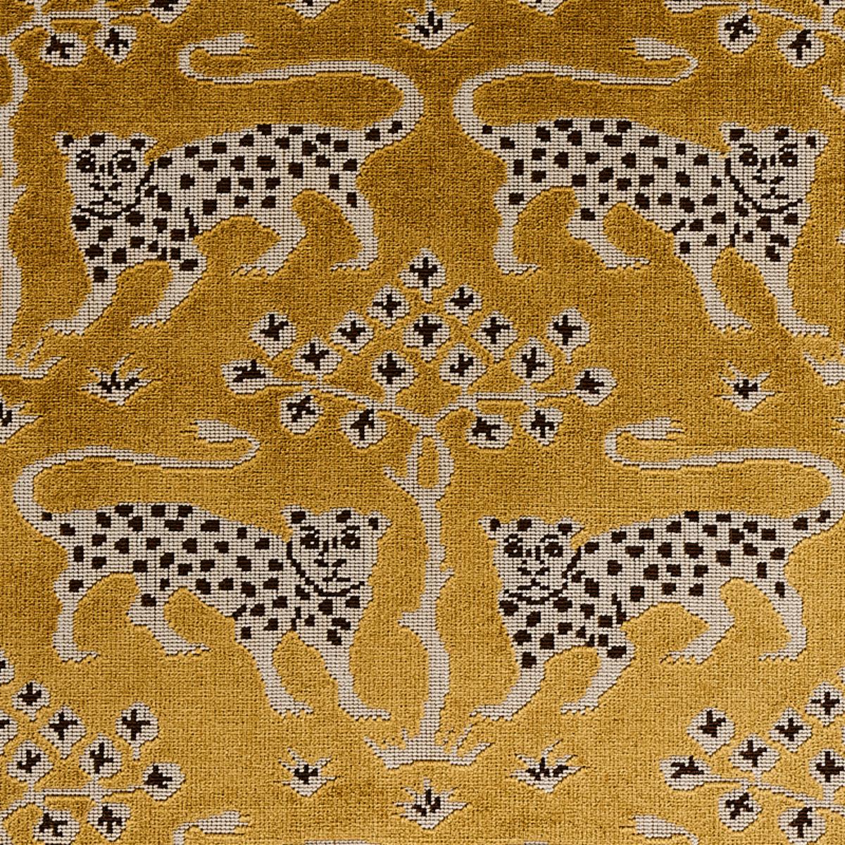 Woodland Leopard Velvet - Gold Fabrics | Schumacher