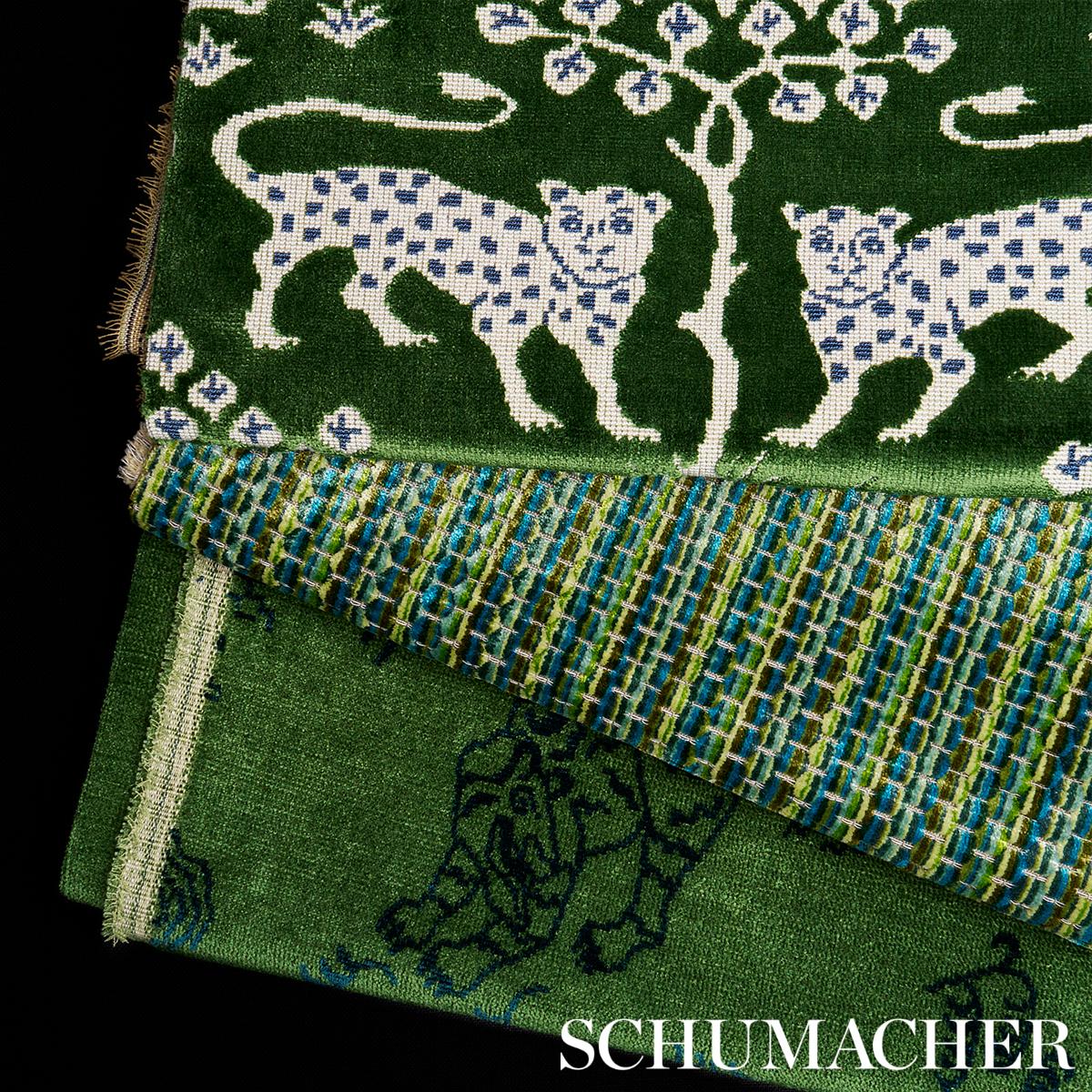 Woodland Leopard Velvet - Emerald Fabrics | Schumacher