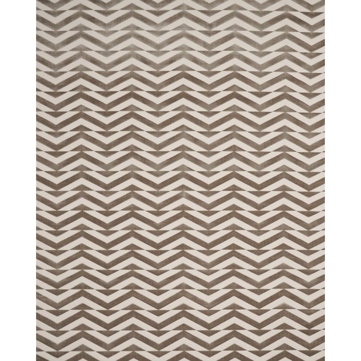 Broken Chevron Cut Velvet - Taupe On Ivory Fabrics