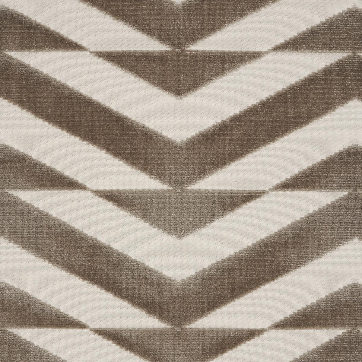 Broken Chevron Cut Velvet - Taupe On Ivory Fabrics