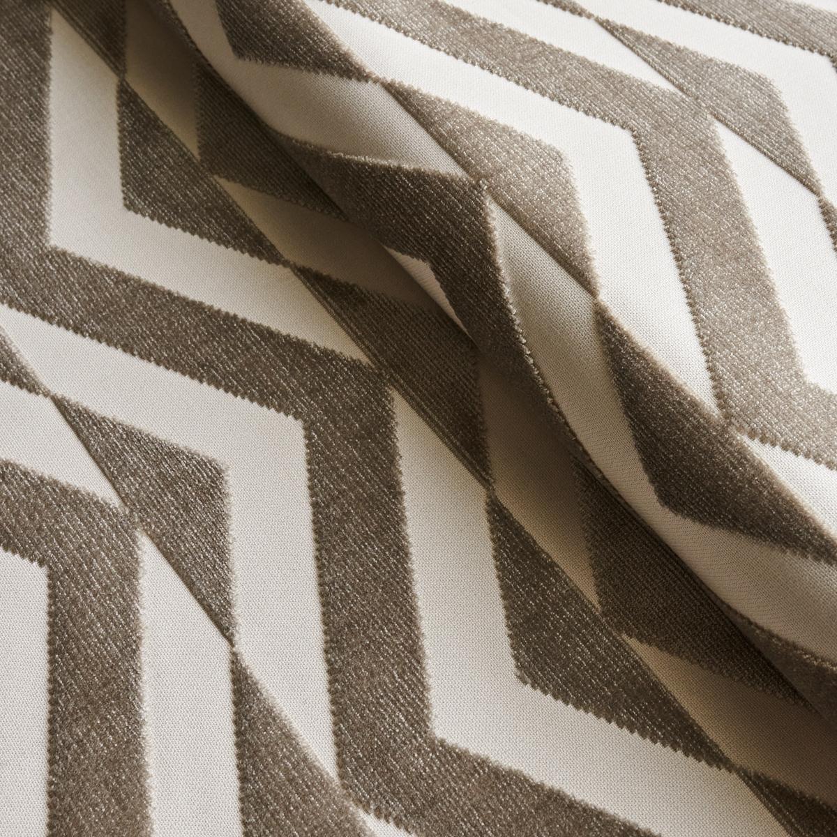 Broken Chevron Cut Velvet - Taupe On Ivory Fabrics