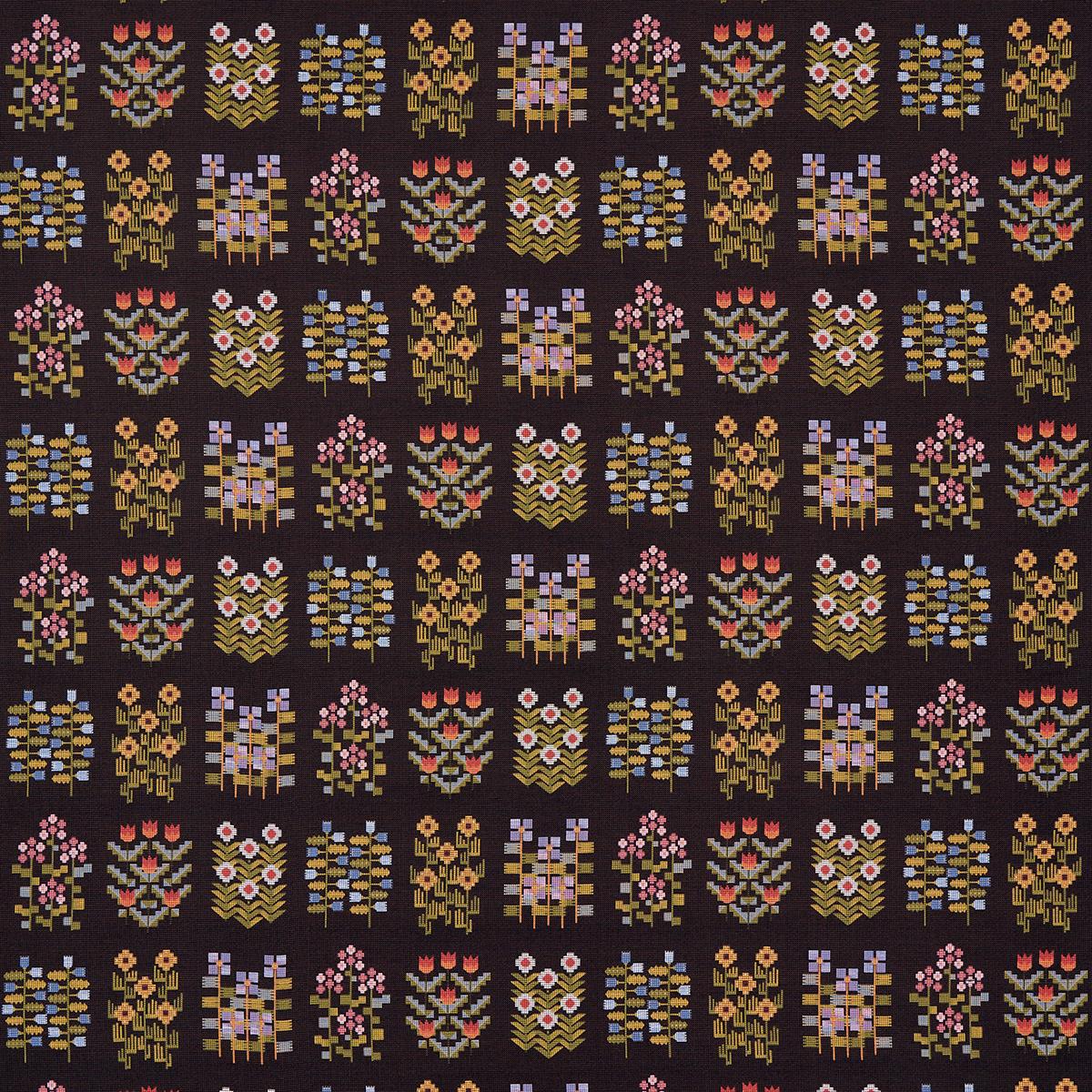 Annika Floral Tapestry - Multi On Espresso Fabrics | Schumacher