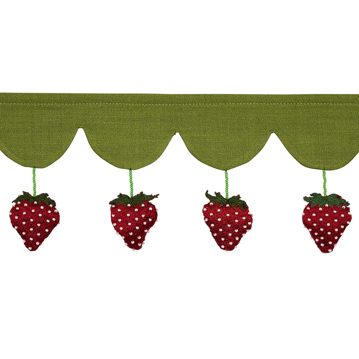 Strawberry Jam Trim - Green Trims | Schumacher