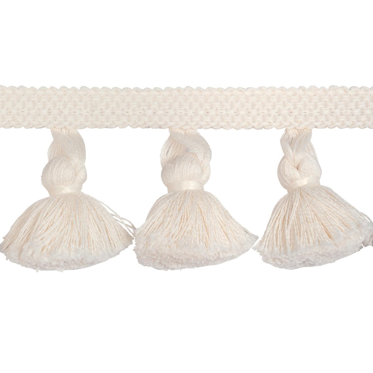 小物 Plantation - bicolor dot fringed stole Cotton Tassel Fringe - Ivory Trims | Schumacher