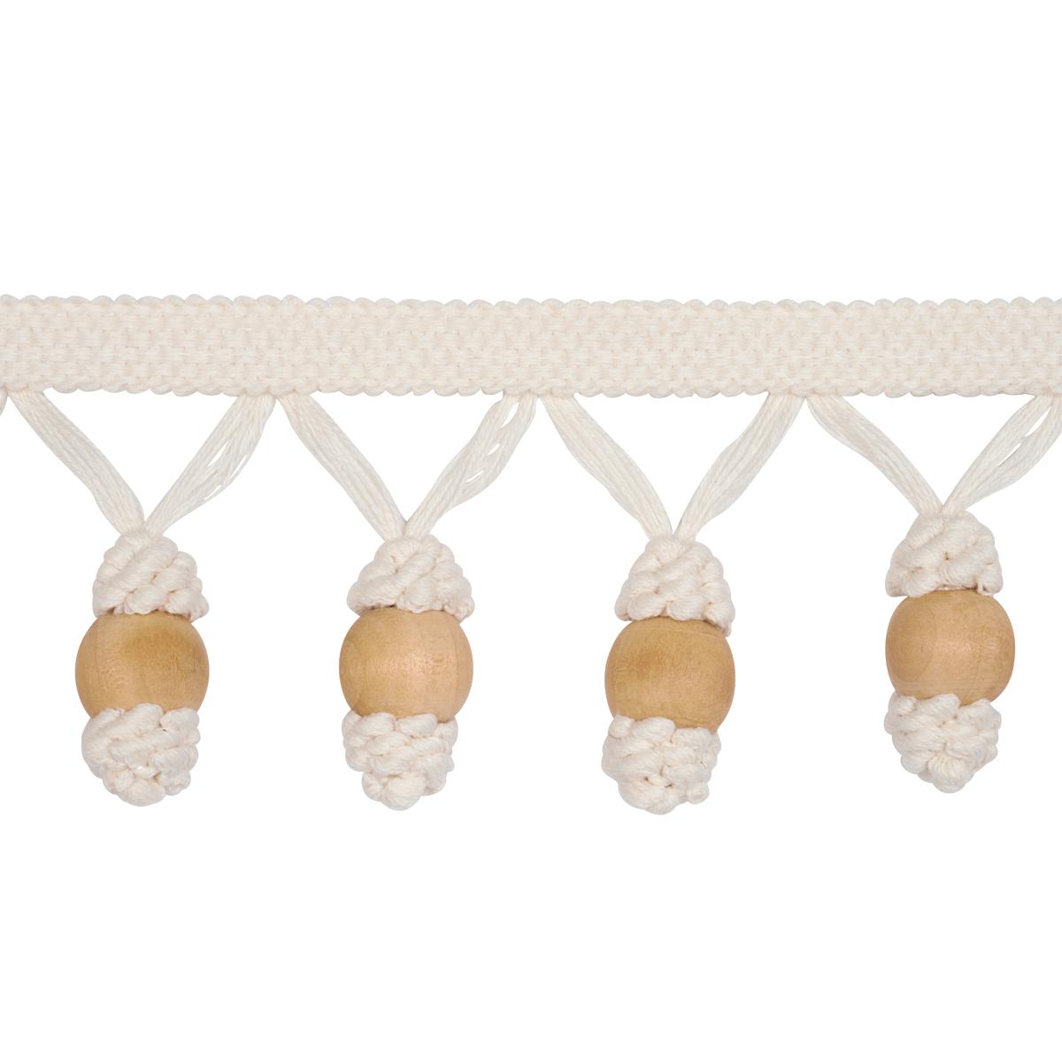 Wooden Ball Fringe - Ivory Trims | Schumacher