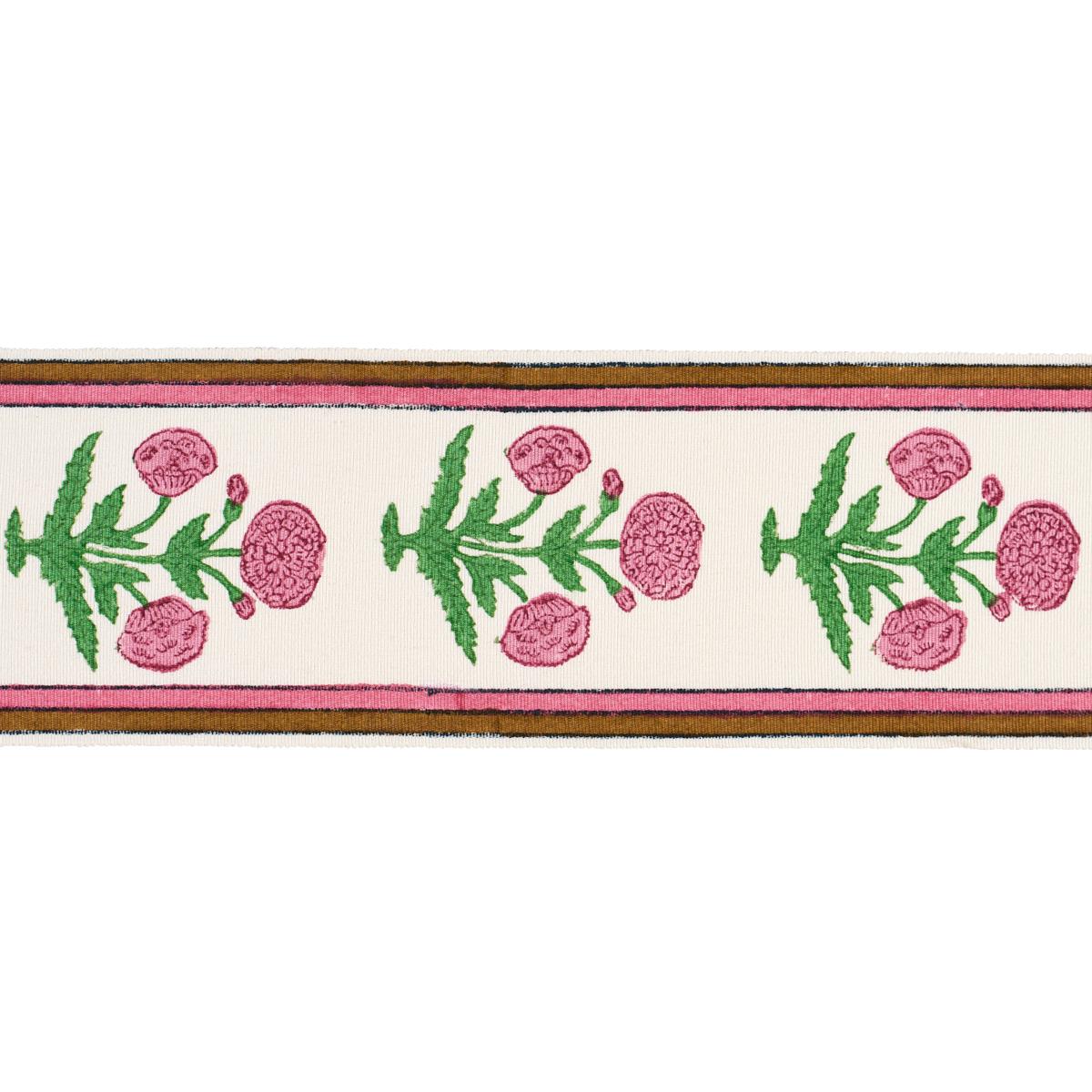 Poppy Hand Block Trim - Pink Trims | Schumacher