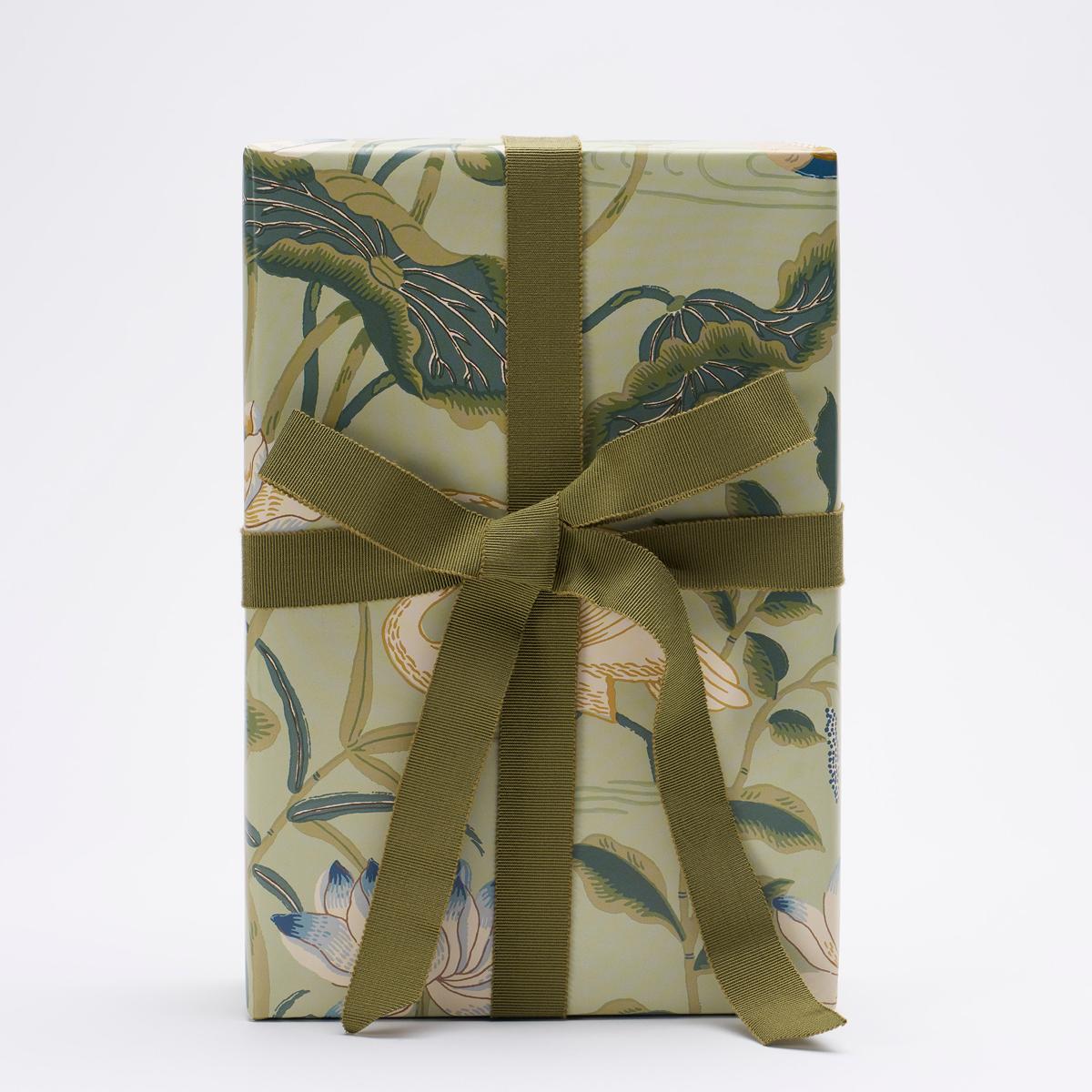 Lotus Garden Wrapping Paper - Aqua Pillows & Accessories | Schumacher