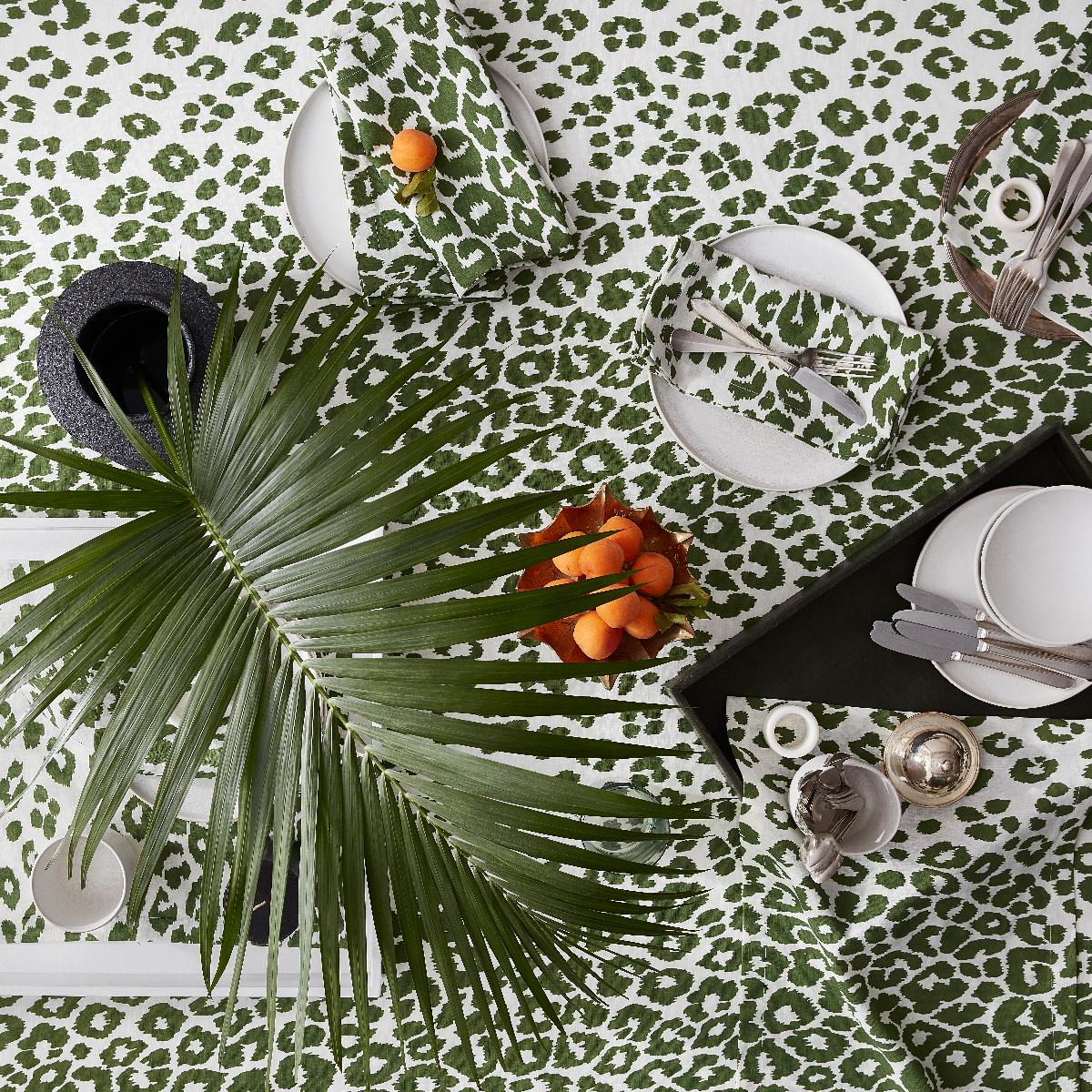 Iconic Leopard Tablecloth - Green Pillows & Accessories | Schumacher