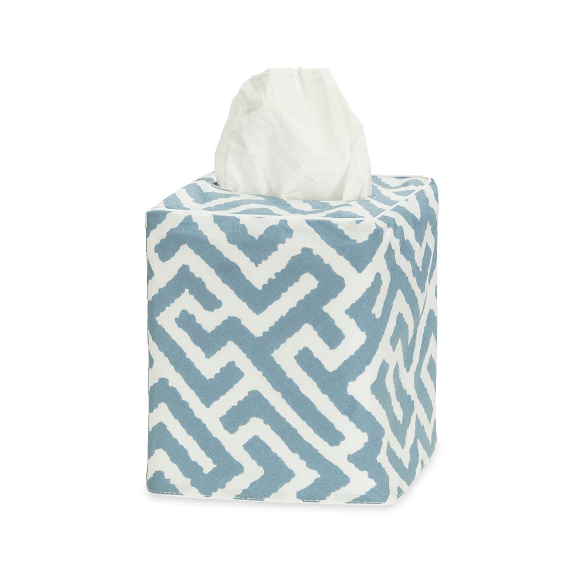 Gabriel Tissue Box Cover - Stony Blue Bed & Bath | Schumacher