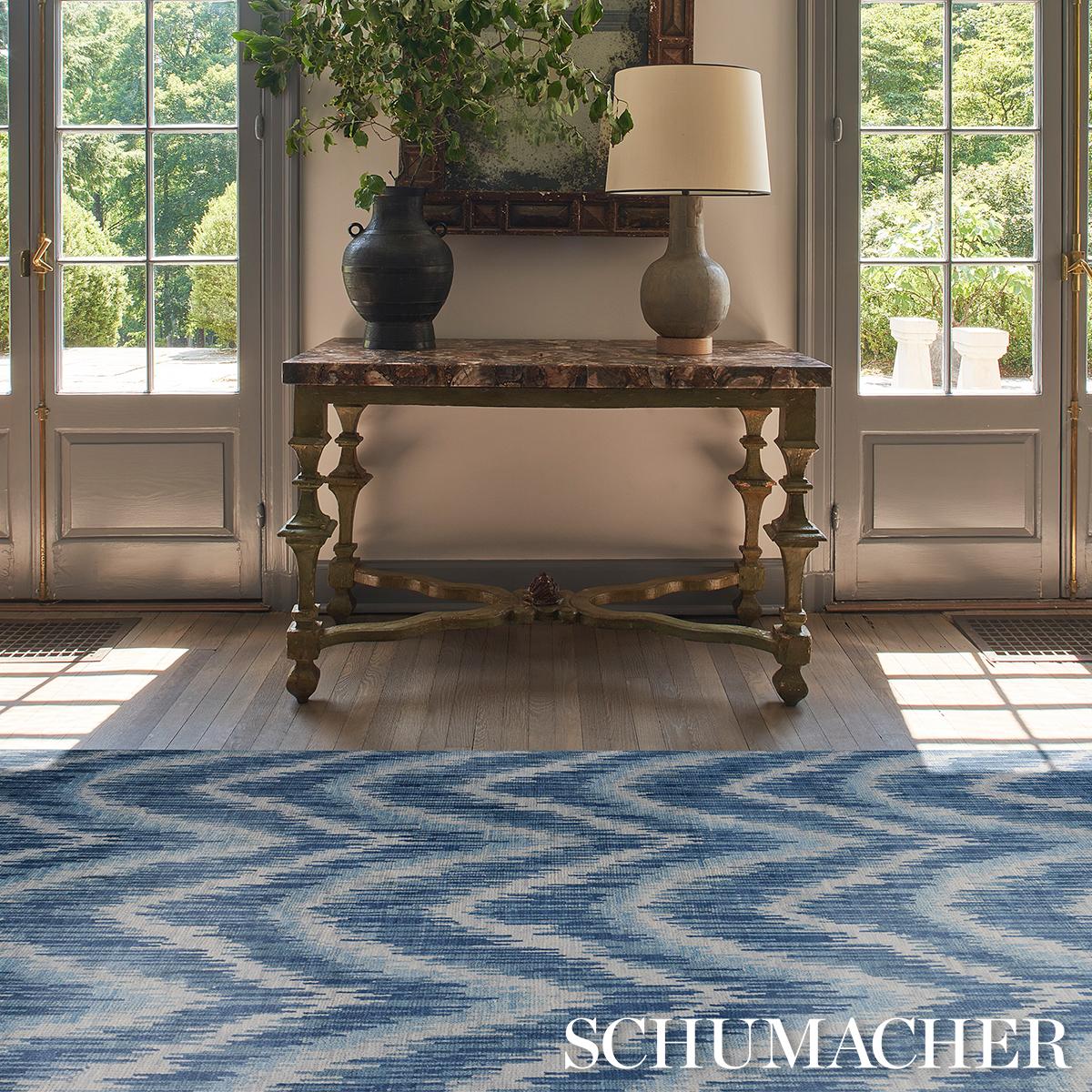 Venetian Flamestitch Rug - Blue Rugs | Schumacher