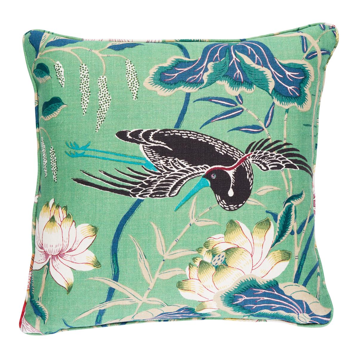 Lotus Garden Pillow - Jade Pillows & Accessories | Schumacher