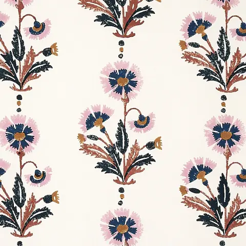 DIANTHUS HAND BLOCK PRINT_ RUST & ROSE