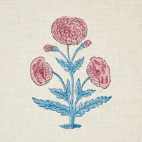 POPPY HAND BLOCK PRINT_ ROSE & SKY