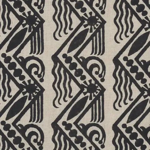 VENETIAN ZIG ZAG BLOCK PRINT_ BLACK ON NATURAL