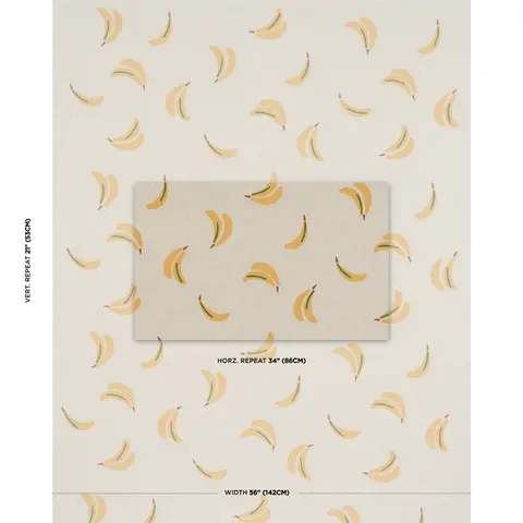 BANANA STAND HAND BLOCK PRINT_ OCHRE AND GREEN ON NATURAL