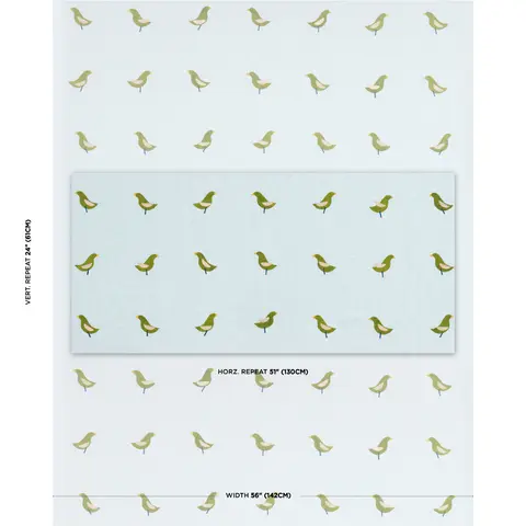 BIRDS HAND-BLOCK PRINT_ GREEN ON SKY