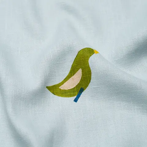 BIRDS HAND-BLOCK PRINT_ GREEN ON SKY