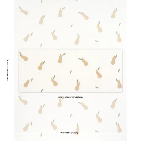 PEARS HAND BLOCK PRINT_ BUFF AND SAGE ON WHITE