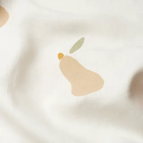 PEARS HAND BLOCK PRINT_ BUFF AND SAGE ON WHITE