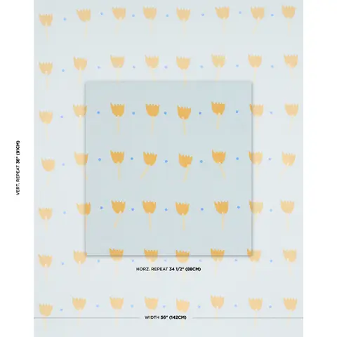 TULIP PLAY HAND BLOCK PRINT_ OCHRE ON SKY