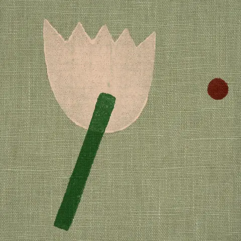 TULIP PLAY HAND BLOCK PRINT_ PEACH ON SAGE