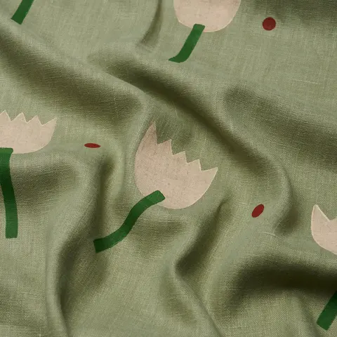 TULIP PLAY HAND BLOCK PRINT_ PEACH ON SAGE