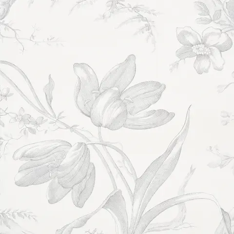 Toile De Fleurs_ GRISAILLE