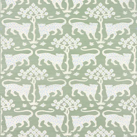 Woodland Leopard Sisal Wallpapers - Seaglass