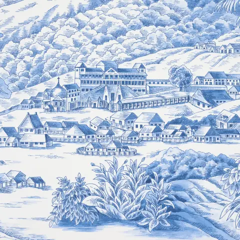 TOUSSAINT TOILE_ BLUE ON IVORY