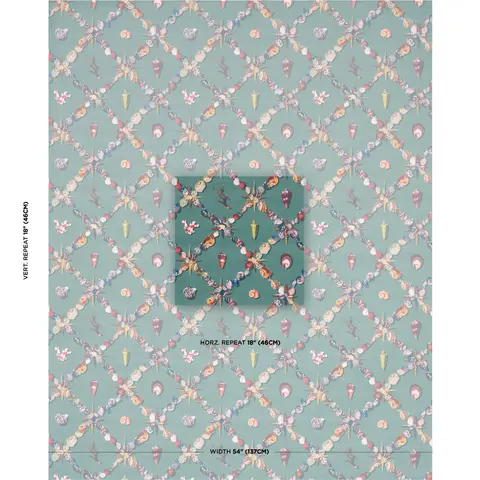 GROTTO TREILLAGE_ MULTI ON TEAL
