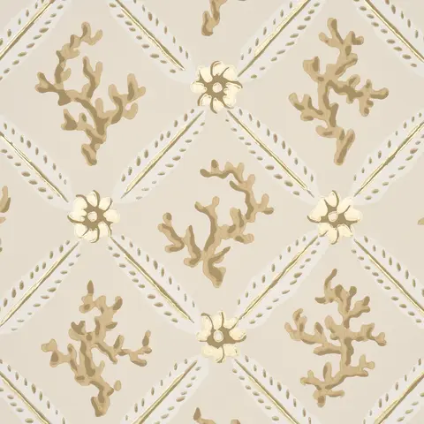 Corail Leaf Trellis_ CHAMPAGNE