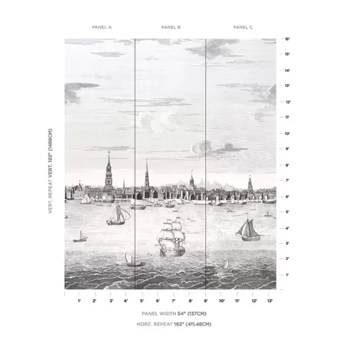 PHILADELPHIA HARBOR 3 PANEL SET_ BLACK