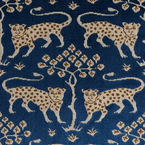 WOODLAND LEOPARD VELVET_ SAPPHIRE