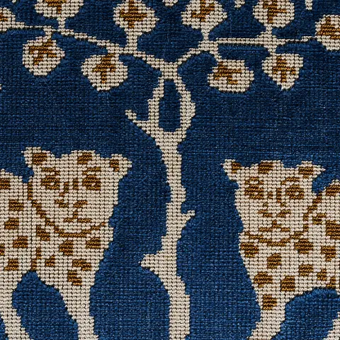WOODLAND LEOPARD VELVET_ SAPPHIRE