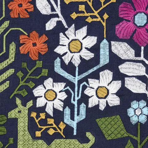LUPITA EMBROIDERY_ MULTI ON NAVY
