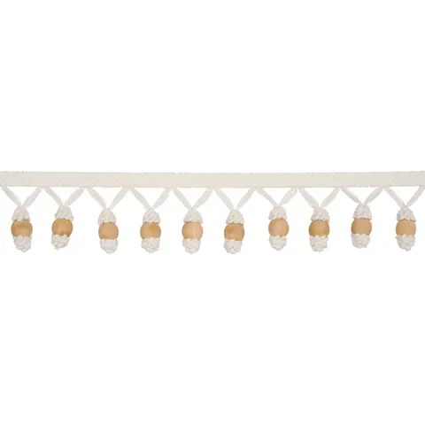 WOODEN BALL FRINGE_ IVORY