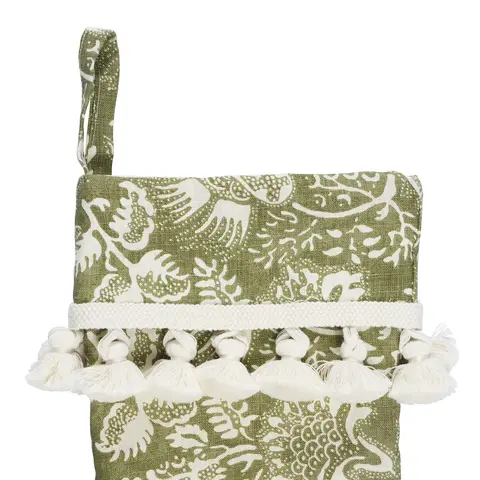 Pomegranate Print Stocking_ OLIVE