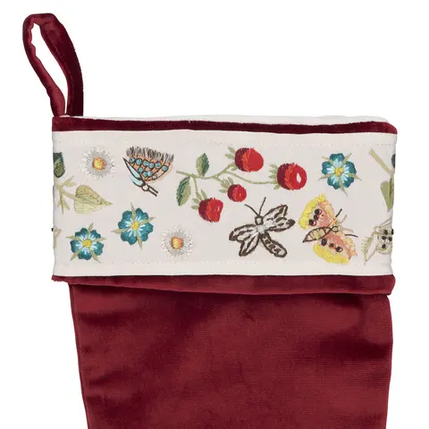Royal Silk Embroidery Stocking_ RUBY