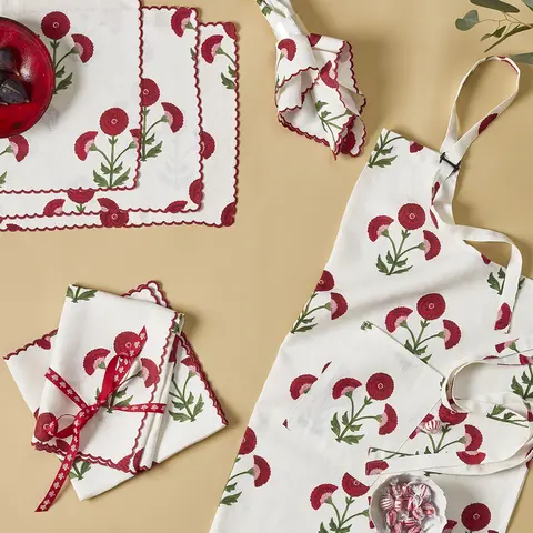 Gisele Linen Apron_ SCARLET
