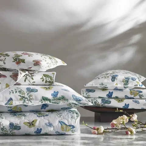 Baudin Butterfly Quilted Sham_ PRUSSIAN BLUE