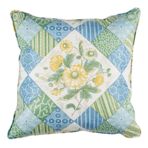 Caldwell Patchwork 20" Pillow_ YELLOW & CORNFLOWER