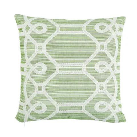 Ziz Embroidery Pillow_ GREEN & WHITE