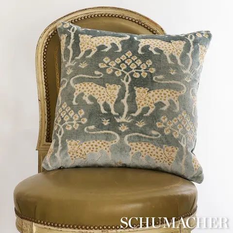 Woodland Leopard Velvet Pillow_ MINERAL