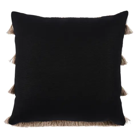 Graphic Fringe Pillow_ BLACK