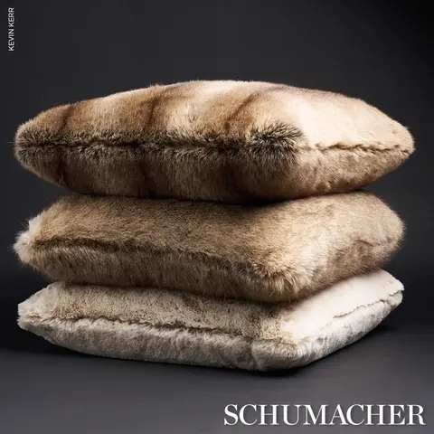 Valais Faux Fur Pillow_ BUFF