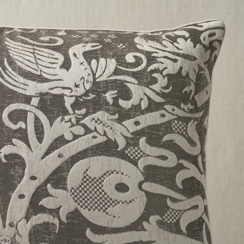 Dougal Damask Pillow_ SMOKE