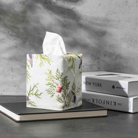 Del Tesoro Linen Tissue Box Cover