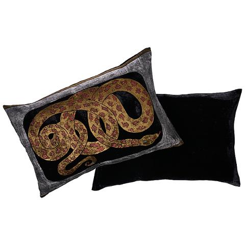 Gilded Serpiente Velvet Pillow