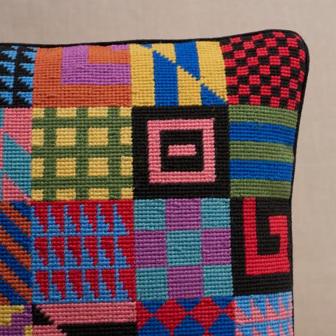 Graphic Blocks Needlepoint Pillow